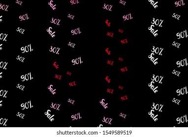 Dark Pink, Red vector background with symbols of 30, 50, 90 % sales. Illustration with signs of sales on abstract template. Backdrop for mega promotions, discounts.