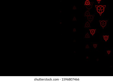 Dark Pink, Red vector background with occult symbols. Abstract illustration with gothic gradient shapes. Background for esoteric, mystic designs.