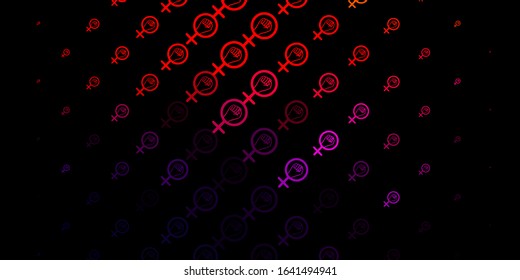 Dark Pink, Red vector background with woman symbols. Colorful illustration with gradient feminism shapes. Elegant design for wallpapers.