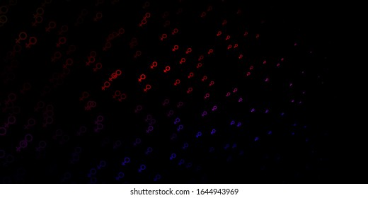 Dark Pink, Red vector background with woman symbols. Colorful illustration with gradient feminism shapes. Design for International Women’s Day.