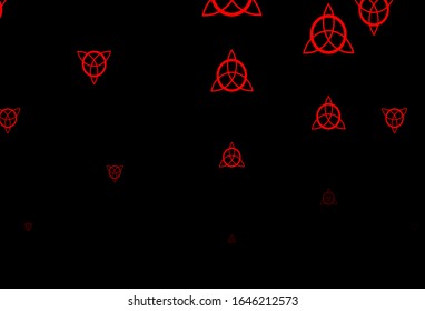 Dark Pink, Red vector background with occult symbols. Abstract illustration with gothic gradient shapes. Simple base for your occult design.