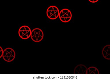 Dark Pink, Red vector background with occult symbols. Colorful mystic symbols with a gradient in ancient style. Background for esoteric, mystic designs.