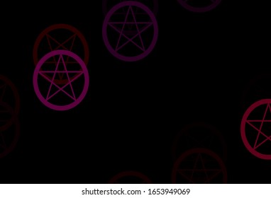 Dark Pink, Red vector background with occult symbols. Retro design in abstract style with witchcraft forms. Background for esoteric, mystic designs.