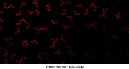 Dark Pink, Red vector background with occult symbols. Colorful mystic symbols with a gradient in ancient style. Design for magic, spiritual events.