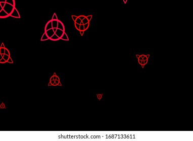 Dark Pink, Red vector background with occult symbols. Retro design in abstract style with witchcraft forms. Simple base for your occult design.