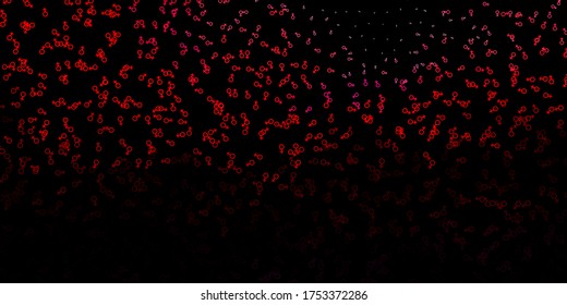 Dark Pink, Red vector background with occult symbols. Colorful vintage illustration with gradient alchemy shapes. Background for esoteric, mystic designs.