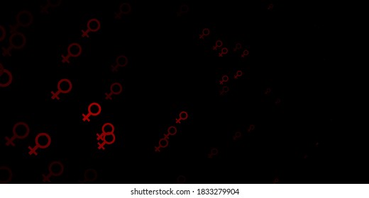 Dark Pink, Red vector background with woman symbols. Colorful illustration with gradient feminism shapes. Design for International Women’s Day.