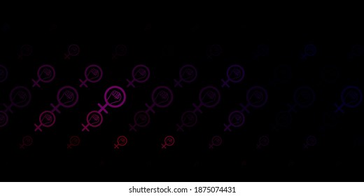 Dark Pink, Red vector background with woman symbols. Colorful illustration with gradient feminism shapes. Background for International Women’s Day.