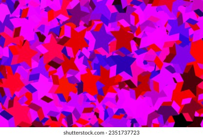 Dark Pink, Red vector background with colored stars. Decorative shining illustration with stars on abstract template. Best design for your ad, poster, banner.
