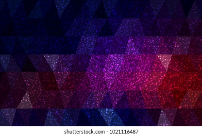 Dark Pink, Red vector christmas postcard low polygon background. Illustration consisting of triangles. Abstract triangular polygonal origami or crystal design of New Year celebration.