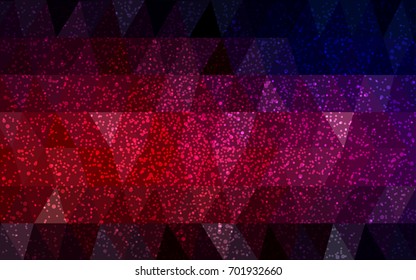 Dark Pink, Red vector christmas postcard low polygon background. Illustration consisting of triangles. Abstract triangular polygonal origami or crystal design of New Year celebration.