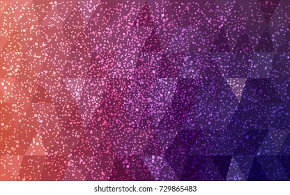 Dark Pink, Red vector christmas polygon background. Low poly Illustration consisting of triangles with snowflakes. Texture background of New Year celebration.