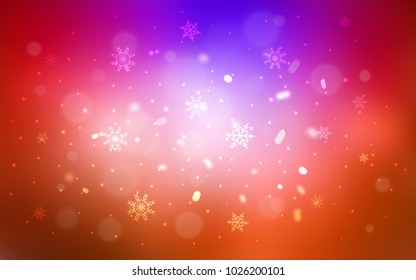 Dark Pink, Red vector cover with beautiful snowflakes. Shining colored illustration with snow in christmas style. The pattern can be used for new year leaflets.