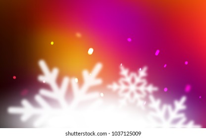 Dark Pink, Red vector cover with beautiful snowflakes. Blurred decorative design in xmas style with snow. The template can be used as a new year background.