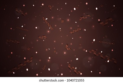 Dark Pink, Red vector cover with happy holiday ribbons. Confetti on blurred abstract background with colorful gradient. The pattern can be used for new year ad, booklets.