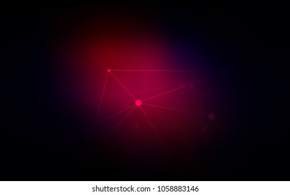 Dark Pink, Red vector cover with spots, lines. Glitter abstract illustration with connection of triangle structure. New design for ad, poster, banner of your website.