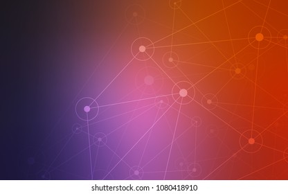 Dark Pink, Red vector cover with spots, lines. Design with connection of dots and lines on colorful background. Pattern can be used as texture of wallpapers.