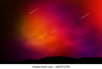 Dark Pink, Red vector cover with astronomical stars. Space stars on blurred abstract background with gradient. Template for cosmic backgrounds.