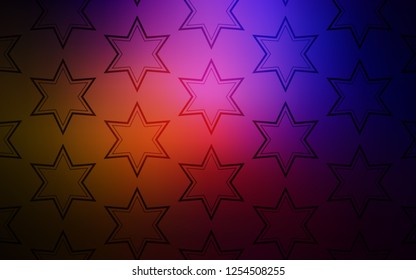 Dark Pink, Red vector cover with small and big stars. Glitter abstract illustration with colored stars. Pattern for websites, landing pages.