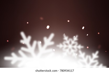 Dark Pink, Red vector cover with beautiful snowflakes. Shining colored illustration with snow in christmas style. The pattern can be used for new year ad, booklets.