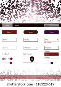 Dark Pink, Red vector design ui kit with dots. Colorful Style guide with circles on abstract background. This template you can use for landing pages.