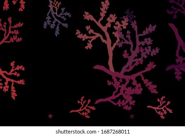 Dark Pink, Red vector doodle pattern with sakura. Illustration with doodles on abstract template. Doodle design for your web site.