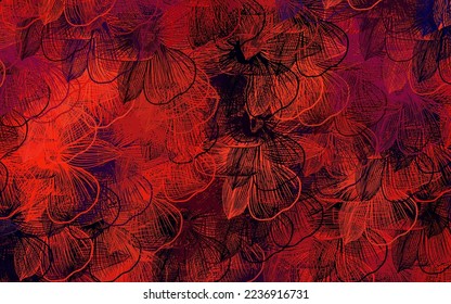 Dark Pink, Red vector doodle template with flowers. Glitter abstract illustration with flowers. Hand painted design for web, leaflets.