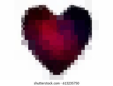 Dark Pink, Red vector heart isolated on white background. Geometric rumpled rectangular low poly origami style gradient graphic illustration. Polygonal design for your business.