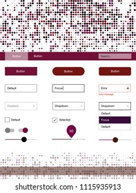 Dark Pink, Red vector Material Design Kit with dots. Modern Style guide with colorful gradient circles in its header. This template you can use for landing pages.