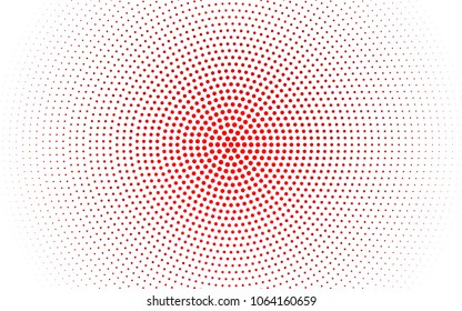 Dark Pink, Red vector modern geometrical circle abstract background. Dotted texture template. Geometric pattern in halftone style with gradient. 