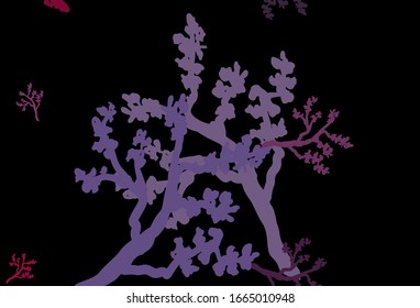 Dark Pink, Red vector natural backdrop with branches. An elegant bright illustration with leaves and branches. A new texture for your wallpaper design.