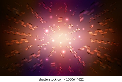 Dark Pink, Red vector pattern with christmas ribbons. Glitter abstract illustration with colorful confetti, ribbons. The pattern can be used for new year ad, booklets.