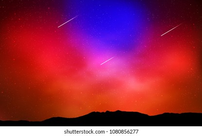 Dark Pink, Red vector pattern with night sky stars. Shining illustration with sky stars on abstract template. Pattern for futuristic ad, booklets.
