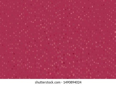 Dark Pink, Red vector pattern with ABC symbols. Modern geometrical illustration with ABC english symbols. Best design for a college poster, banner.