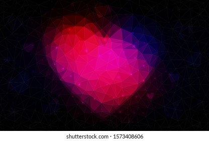 Dark Pink, Red vector  pattern with colorful hearts. Hearts on blurred abstract background with colorful gradient. Pattern for carnival, festival romantic leaflets.