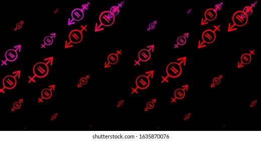 Dark Pink, Red vector pattern with feminism elements. Colorful illustration with gradient feminism shapes. Elegant design for wallpapers.