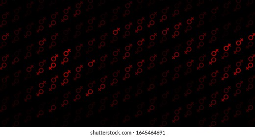 Dark Pink, Red vector pattern with feminism elements. Abstract illustration with a depiction of women's power. Background for International Women’s Day.