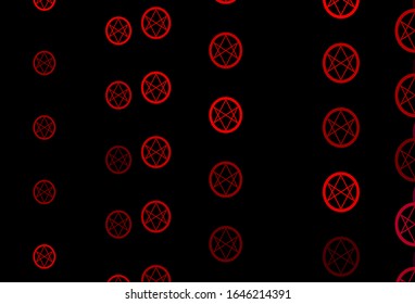 Dark Pink, Red vector pattern with magic elements. Colorful mystic symbols with a gradient in ancient style. Simple design for occult depiction.