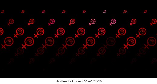 Dark Pink, Red vector pattern with feminism elements. Abstract illustration with a depiction of women's power. Simple design for your web site.