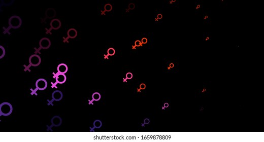Dark Pink, Red vector pattern with feminism elements. Simple design in abstract style with women’s rights activism. Design for International Women’s Day.
