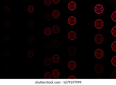 Dark Pink, Red vector pattern with magic elements. Illustration with magical signs of spiritual power. Background for esoteric, mystic designs.
