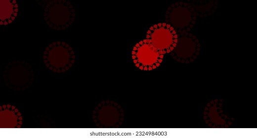 Patrón vectorial rojo oscuro rosa con elementos coronavirus. Diseño simple en estilo abstracto con formas de infección. Sencillo dibujo contra la fiebre de peligro.