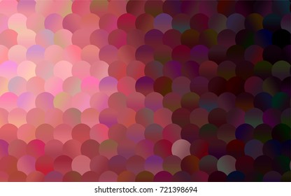 Dark Pink, Red vector pattern with colored spheres. Geometric sample of repeating circles on white background in halftone style.