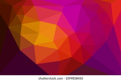 Dark Pink, Red vector polygonal template with a heart in a centre. Triangular geometric sample with gradient.  A new texture for your web site.