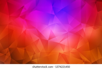 Dark Pink, Red vector polygonal template. Colorful abstract illustration with triangles. Best triangular design for your business.