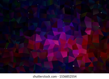 Dark Pink, Red vector polygonal background. Shining polygonal illustration, which consist of triangles. Polygonal design for your web site.