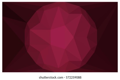 Dark Pink, Red vector polygonal illustration, which consist of triangles with a gemstone in center. Triangular design of a huge diamond for your business. Creative geometric background of gems.