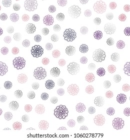 Dark Pink, Red vector seamless natural elegant template. Sketchy doodles with flowers on blurred background. Template for backgrounds of cell phones.