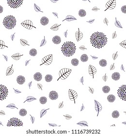 Dark Pink, Red vector seamless doodle background with leaves and flowers. Modern abstract illustration with leaves and flowers. Doodle design can be used for your web site.