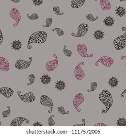Dark Pink, Red vector seamless natural artwork with leaves and flowers. Doodle illustration of leaves and flowers in Origami style. Completely new template for your brand book.